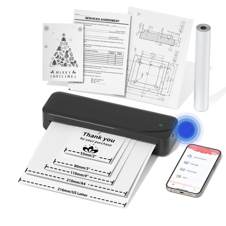 Phomemo M833 Stampante termica Bluetooth wireless da 300 dpi Supporta carta termica multiformato, Black, White Phomemo M833 Stampante termica Bluetooth wireless da 300 dpi Supporta carta termica multiformato, Black, White
